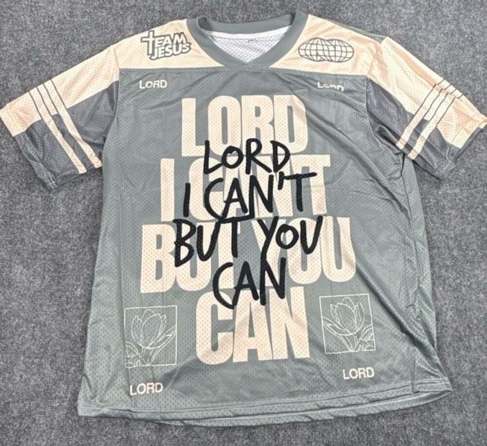 Team Jesus XL 'Lord I Can't But You Can' Graphic Mesh Christian Jersey Shirt